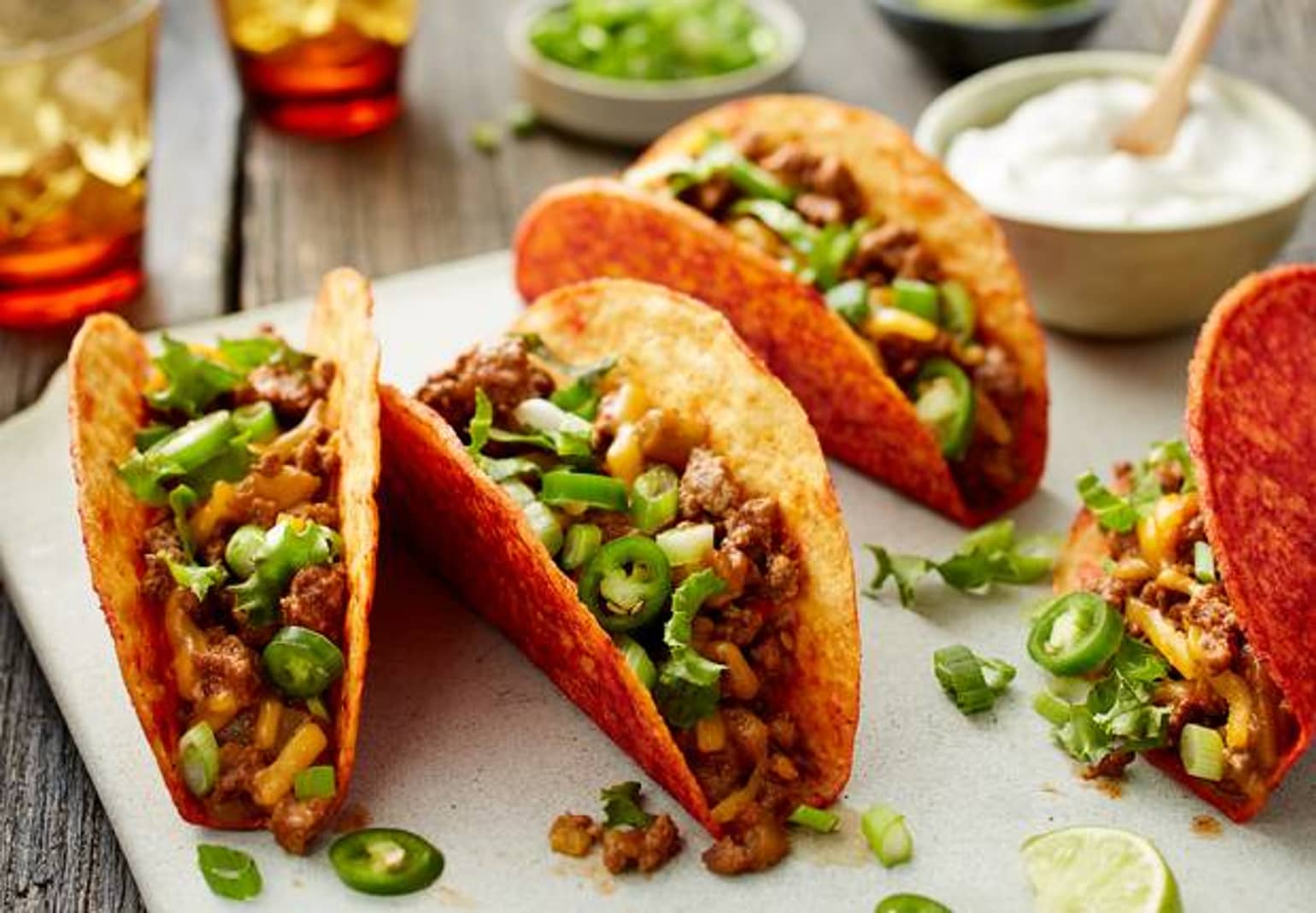 Cheesy Beef and Green Chile Spicy Tacos